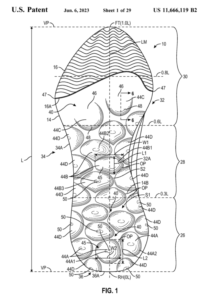 Interesting Patents Nike Sole Structure with Midsole Protrusions and Arced Profile