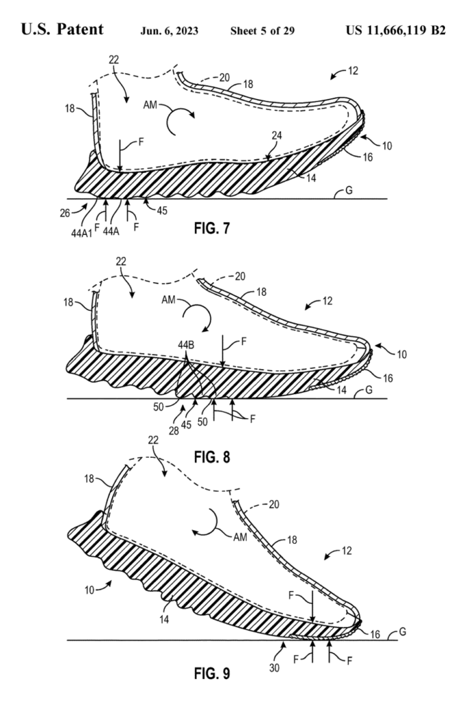 Interesting Patents Nike Sole Structure with Midsole Protrusions and Arced Profile